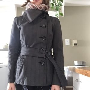 Soia & Kio Gray Plaid Waterproof Spring Coat